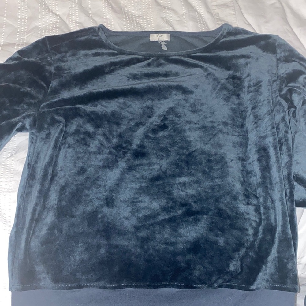 Joie velvet blue puff sleeve sweater